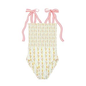 NWT Minnow Swim Linear Citrus Smocked One Piece Swim